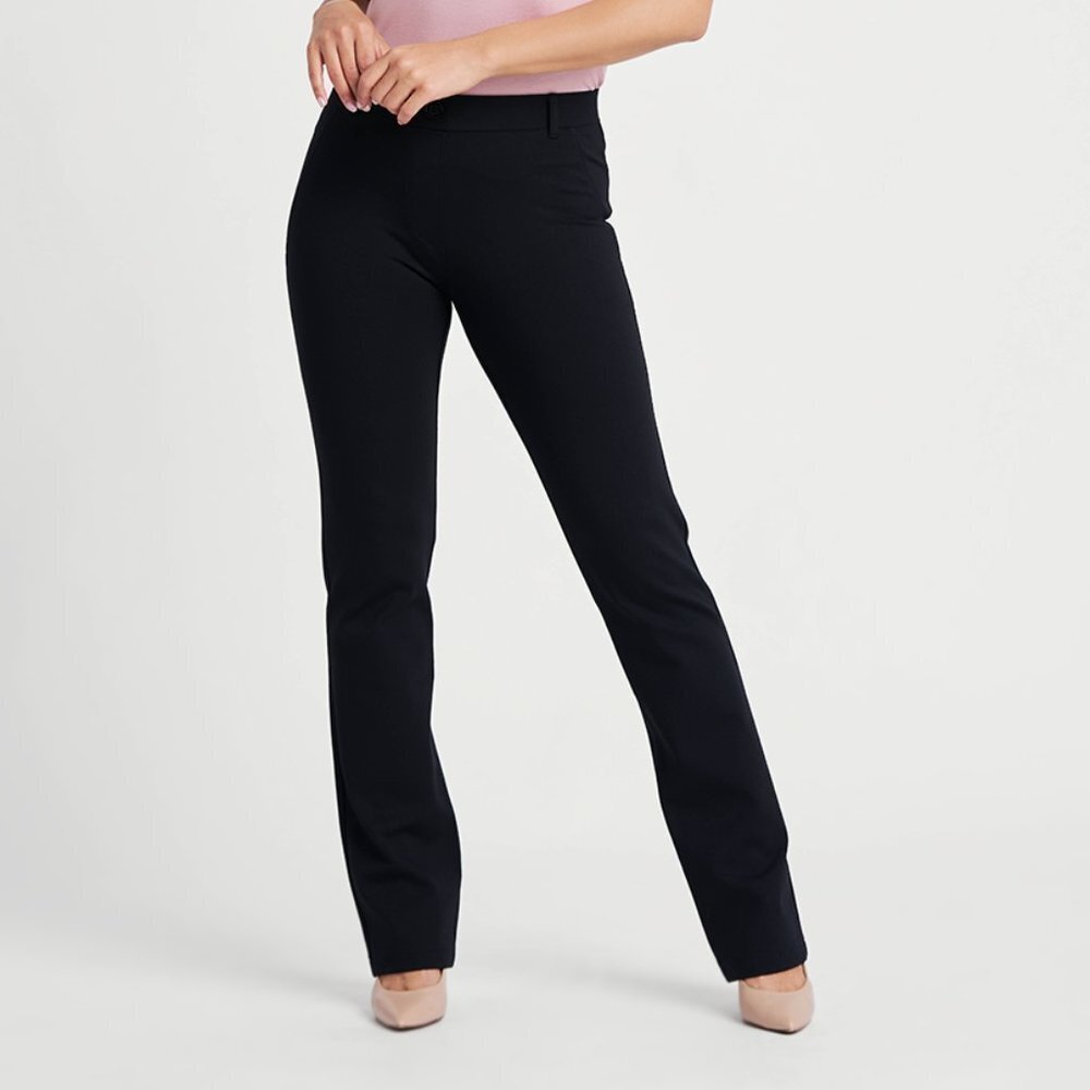 BETABRAND BLACK CLASSIC STRAIGHT LEG PULL ON PANTS SIZE MD